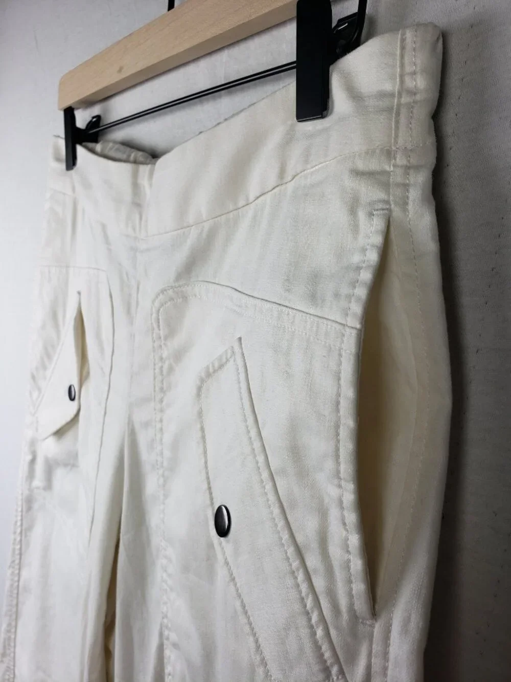 Banana Republic Linen Blend Barrel Pants Stretch White Utility Minimalist size M
